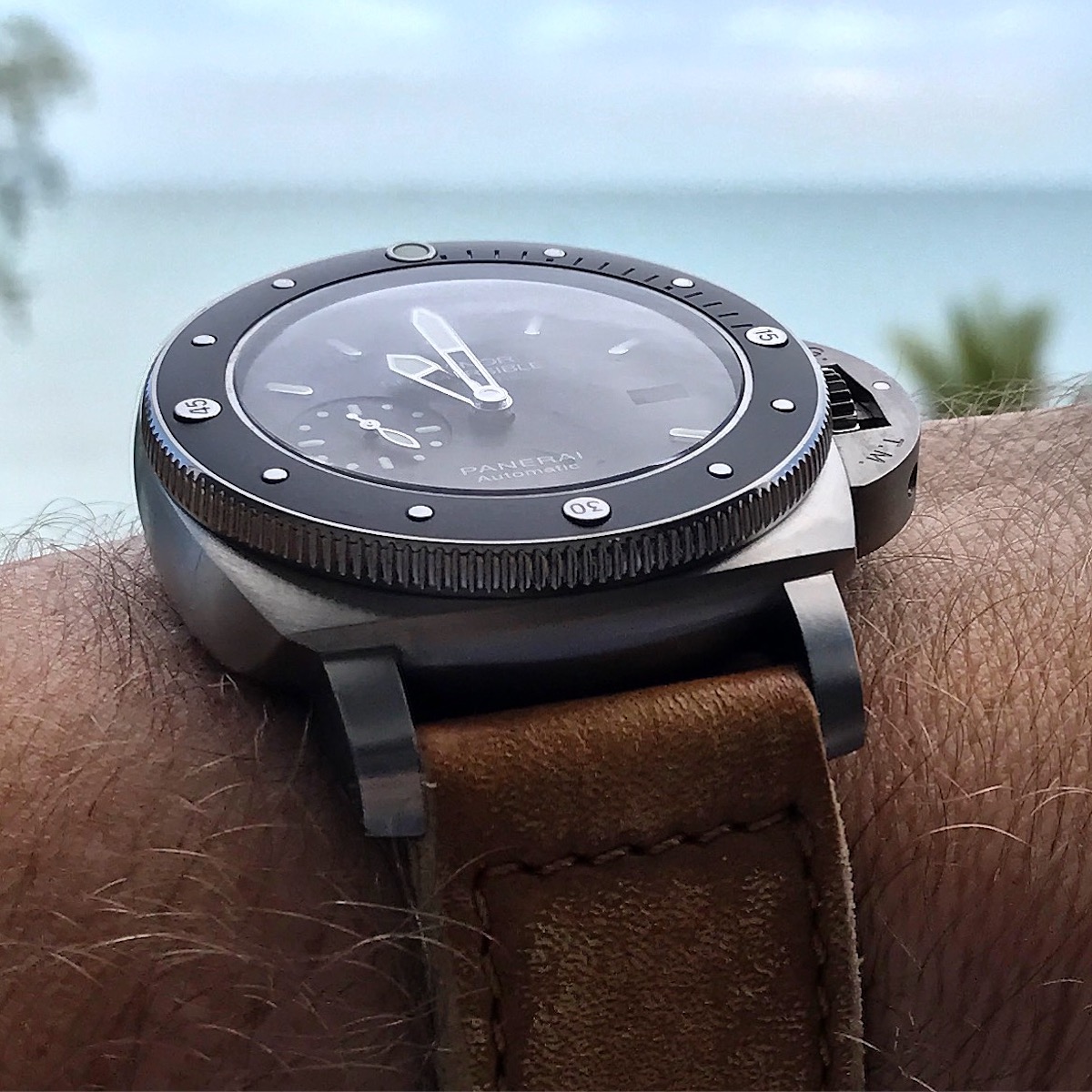 PAM0389 on Di Stefano Bruno Allegrini Gamma Diver strap at the beach